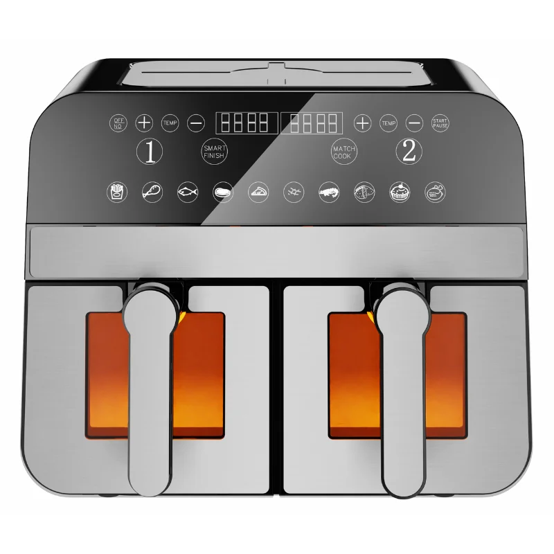 Rozsdamentes acél dupla kosaras digitális forrólevegős sütő ablakkal 9L 2400W – CN-AFD45WS | Comfy Nest